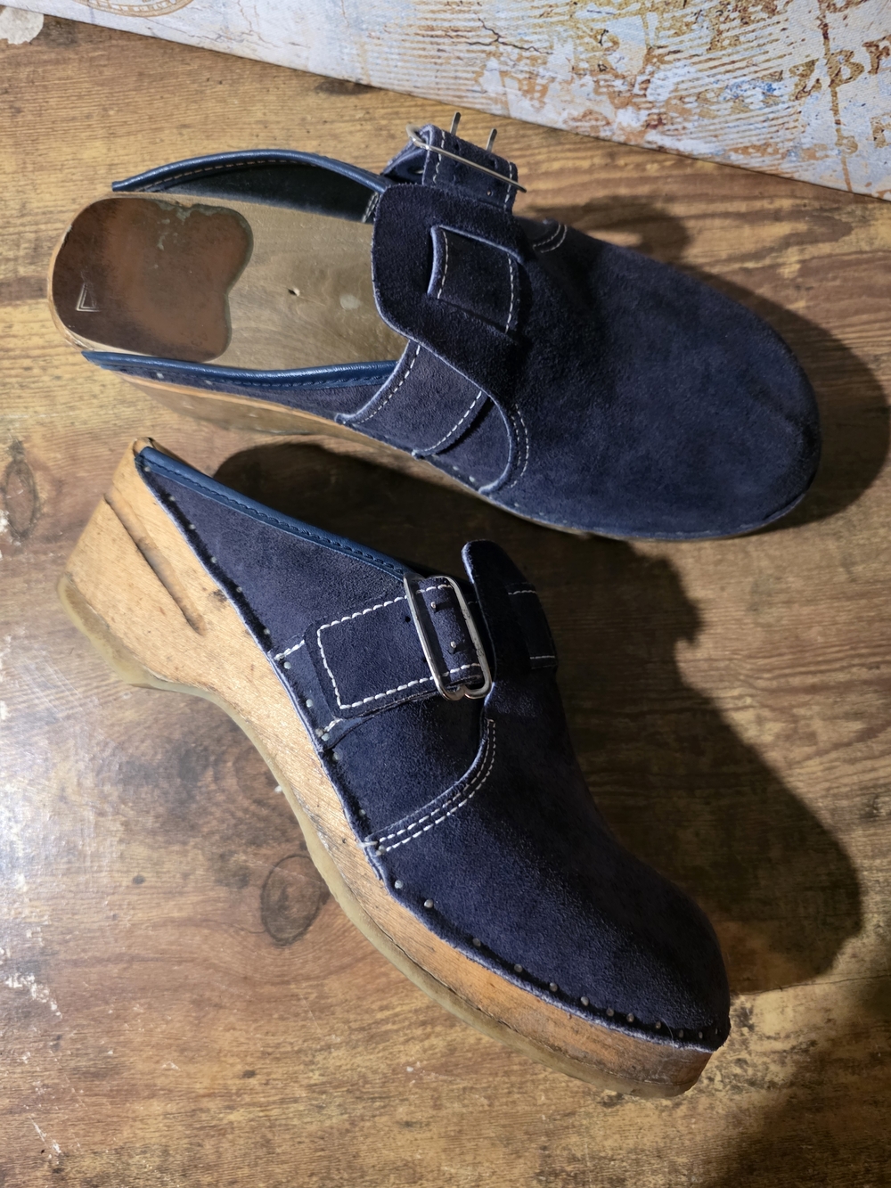 Women's Purple Suede Slip-On Clog with Buckle - Picture 9 of 12